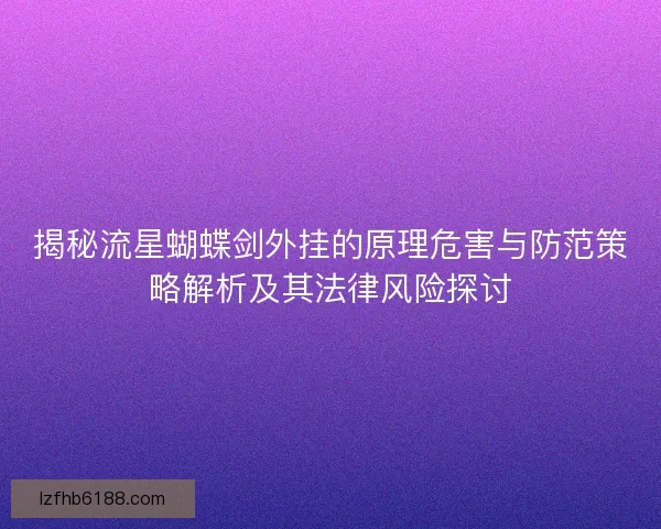 揭秘流星蝴蝶剑外挂的原理危害与防范策略解析及其法律风险探讨
